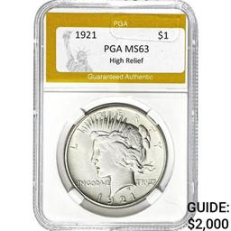 1921 $1 Peace Dollar PGA MS63