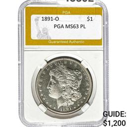 1891-O Morgan Dollar PGA MS63 PL