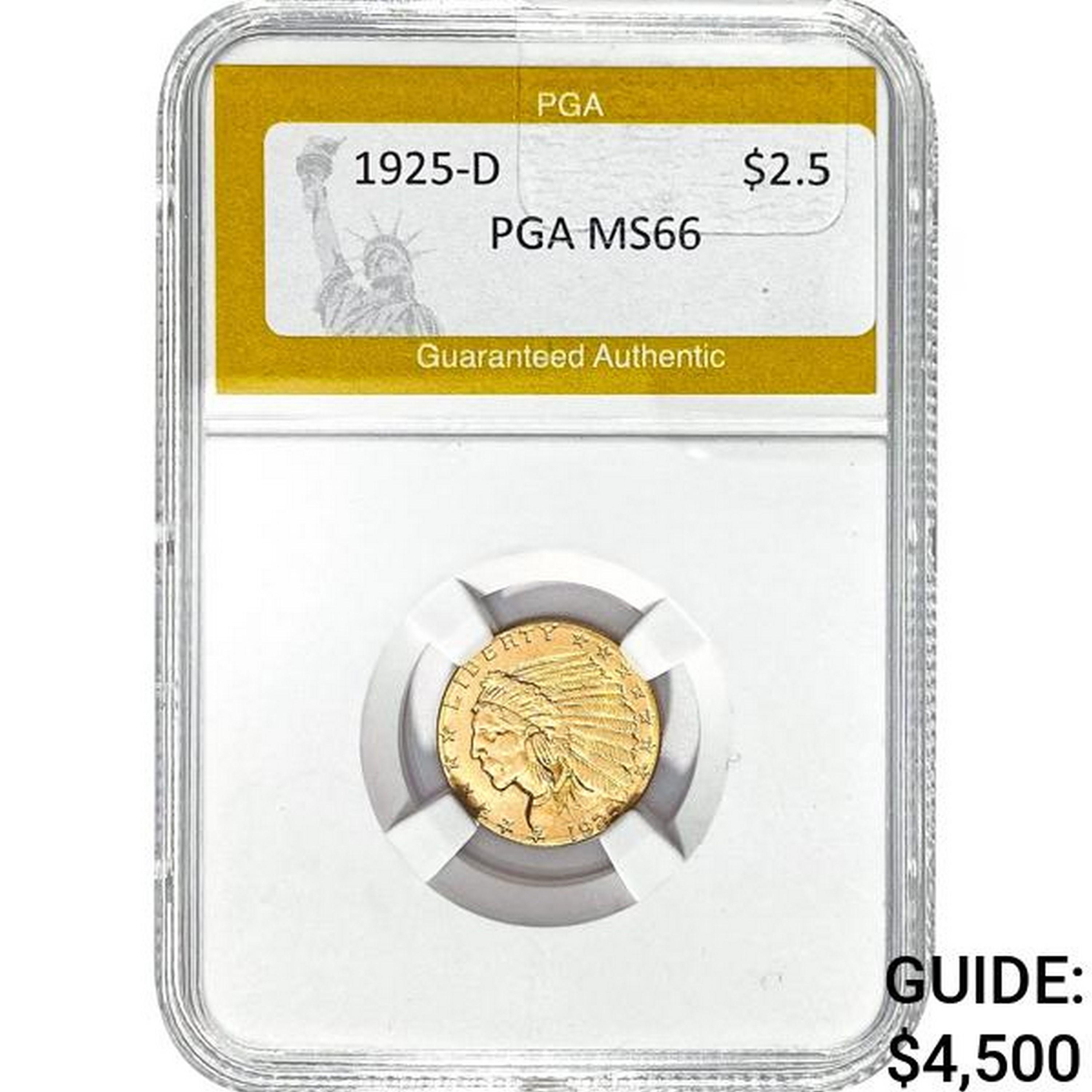 1925-D $2.5 Indian Head PGA MS66
