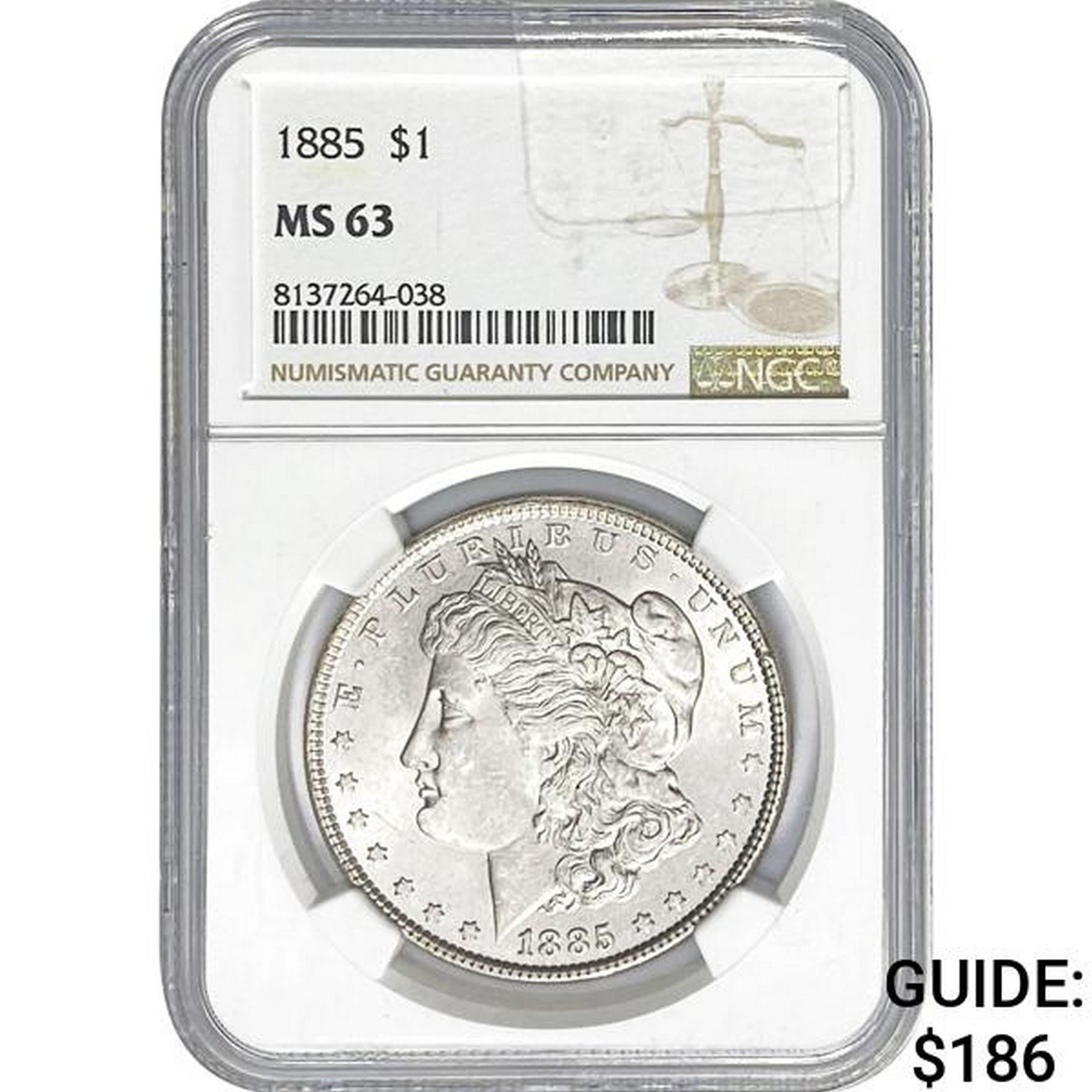 1885 Morgan Silver Dollar NGC MS63