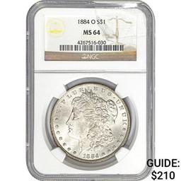 1884-O Morgan Silver Dollar NGC MS64