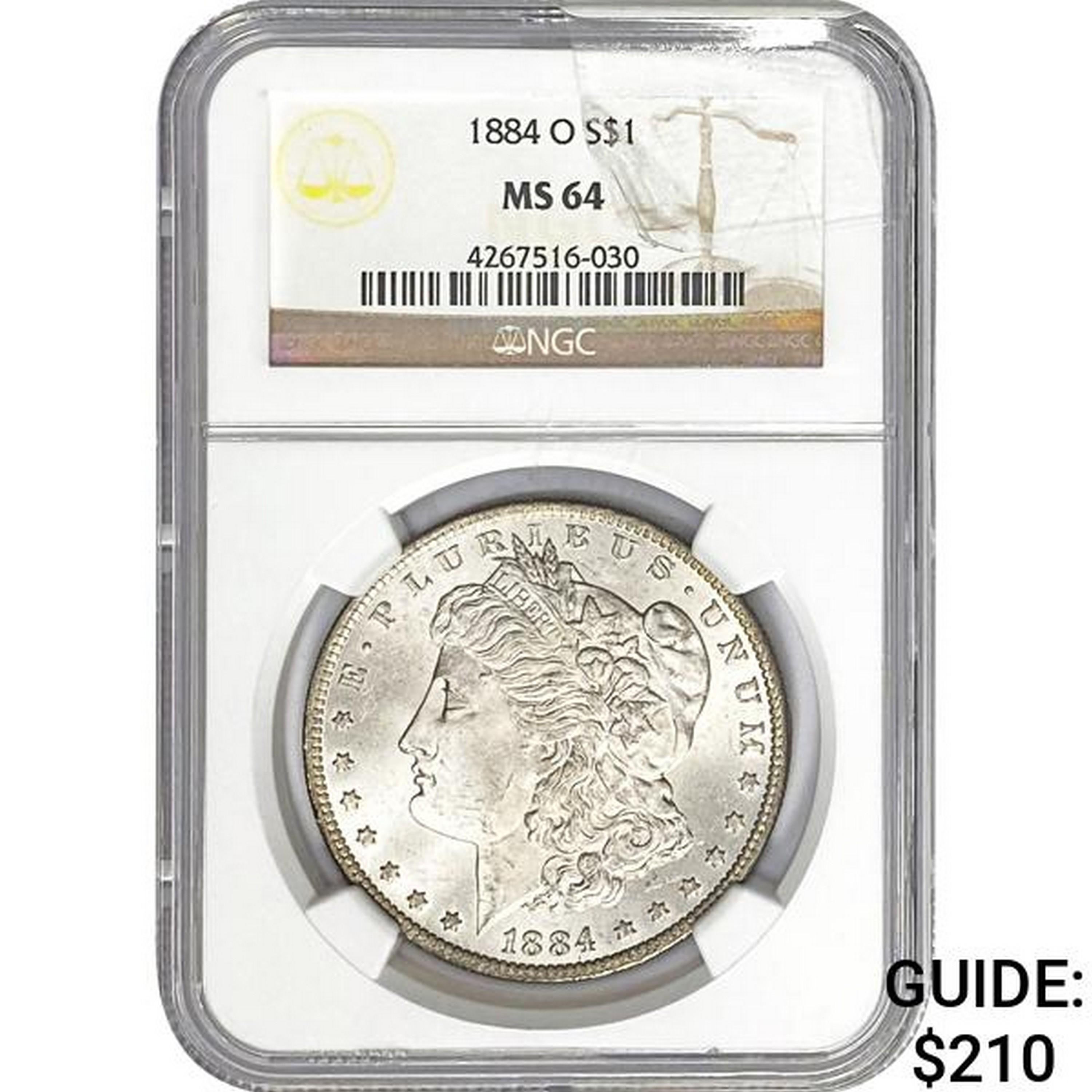 1884-O Morgan Silver Dollar NGC MS64