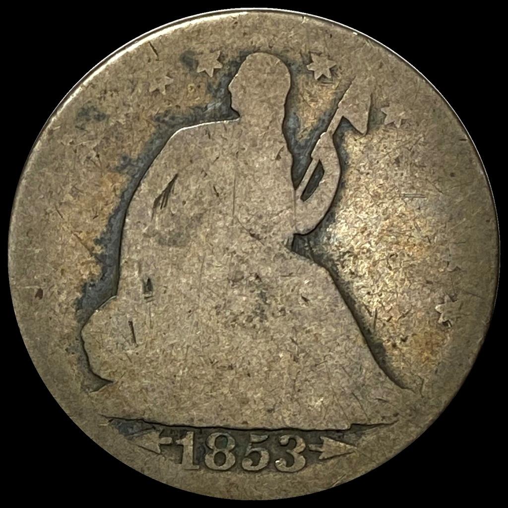 1853 Arrows Seated Liberty Half Dollar NICELY CIRCULATED