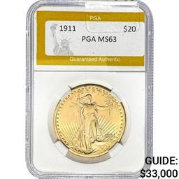 1911 $20 Saint-Gaudens PGA MS63