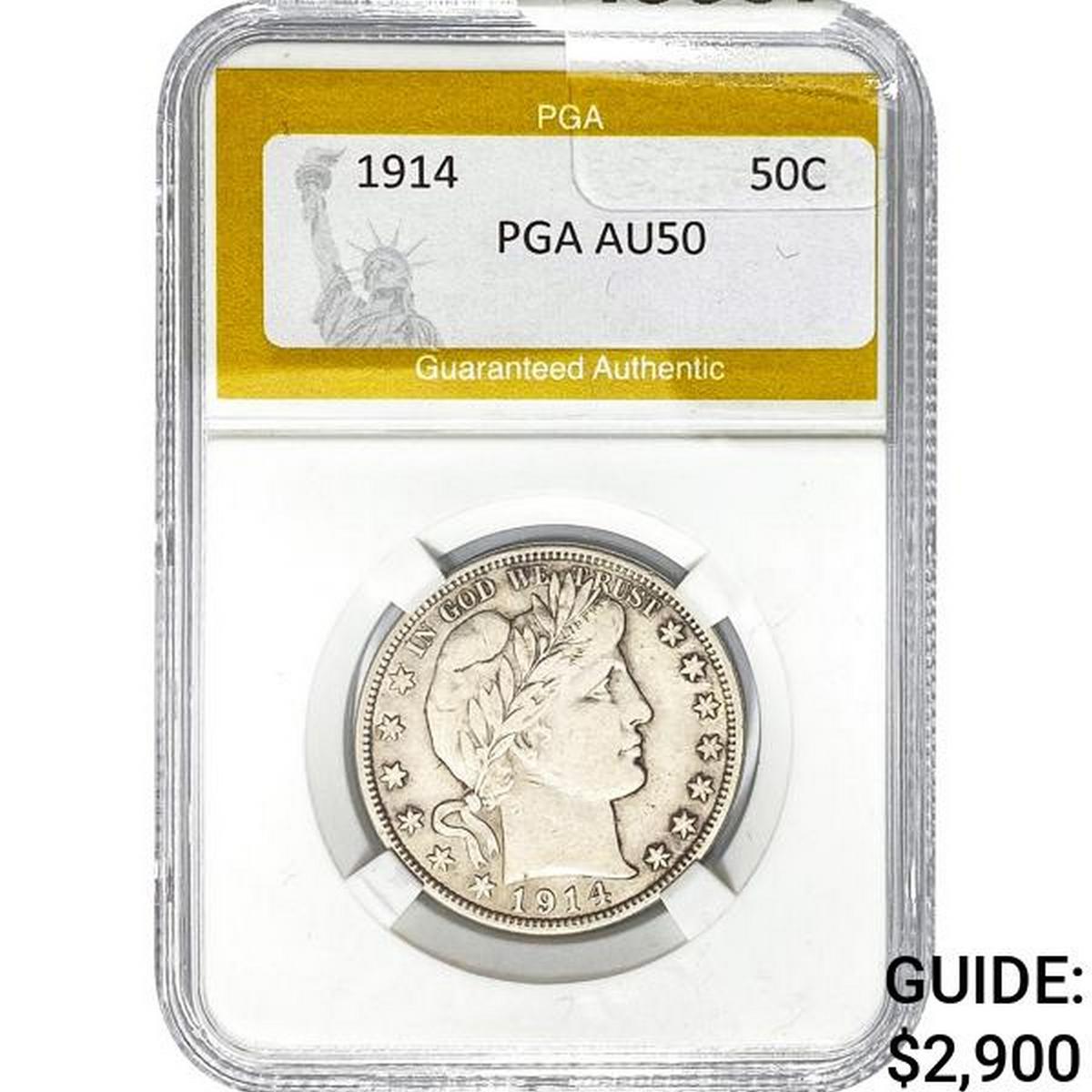 1914 Barber Half Dollar PGA AU50