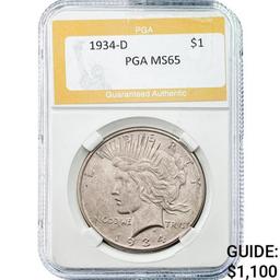 1934-D Peace Dollar PGA MS65