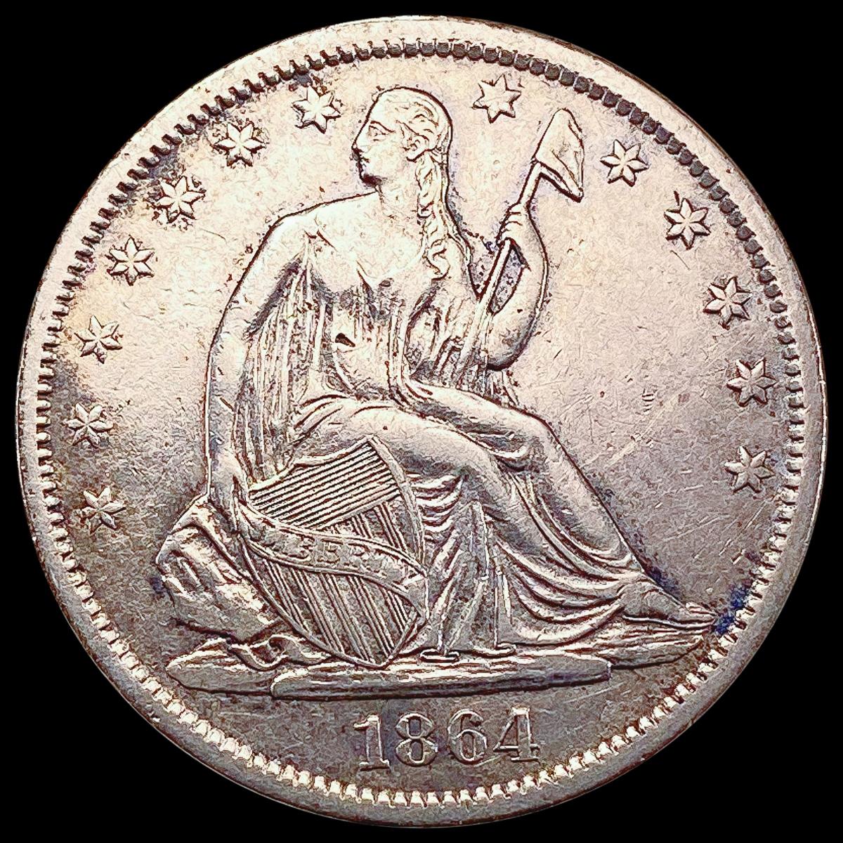 1864-S Seated Liberty Half Dollar CLOSELY UNCIRCUL