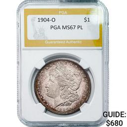 1904-O Morgan Silver Dollar PGA MS67 PL