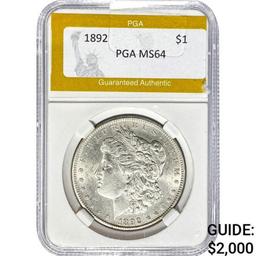 1892 Morgan Silver Dollar PGA MS64