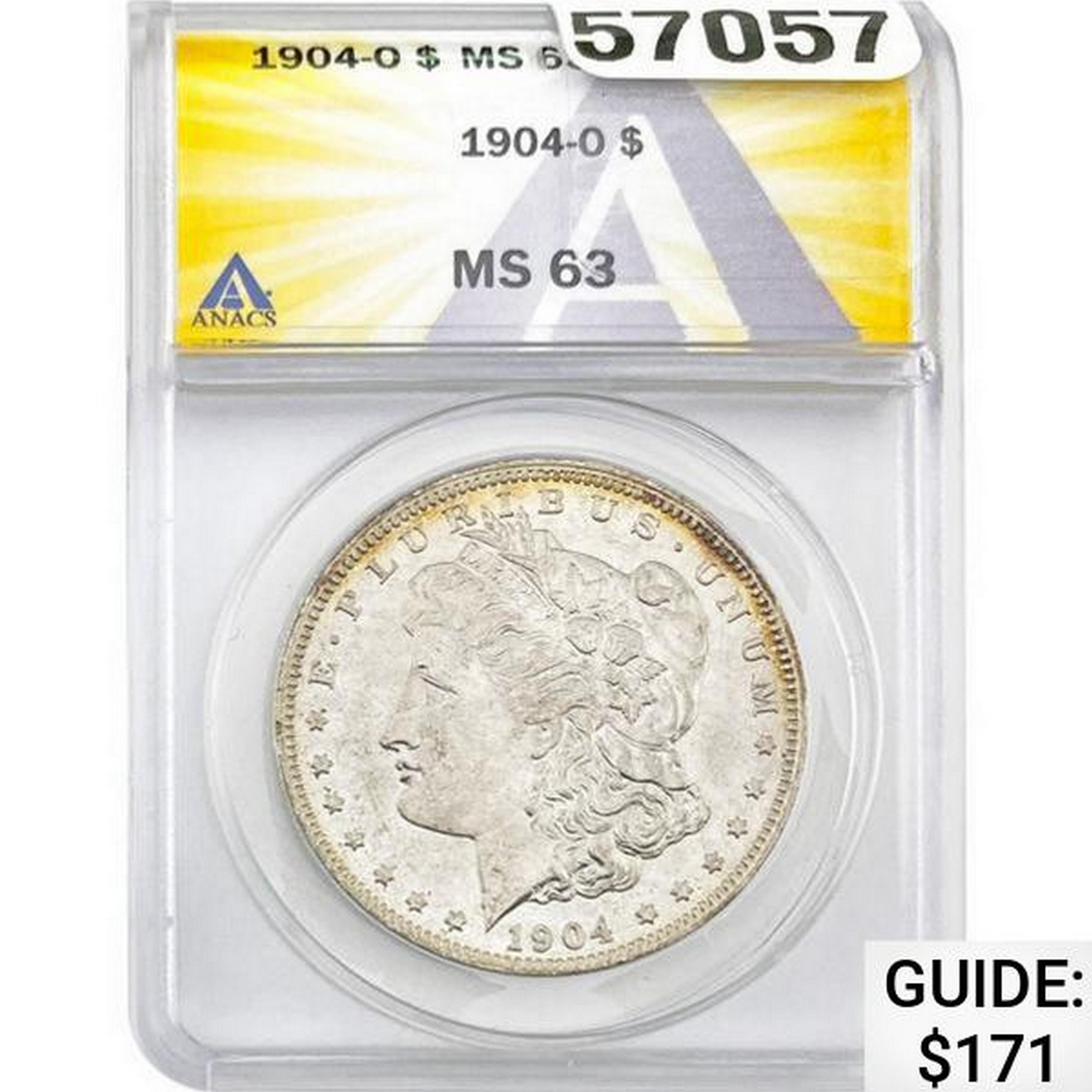 1904-O Morgan Silver Dollar ANACS MS63