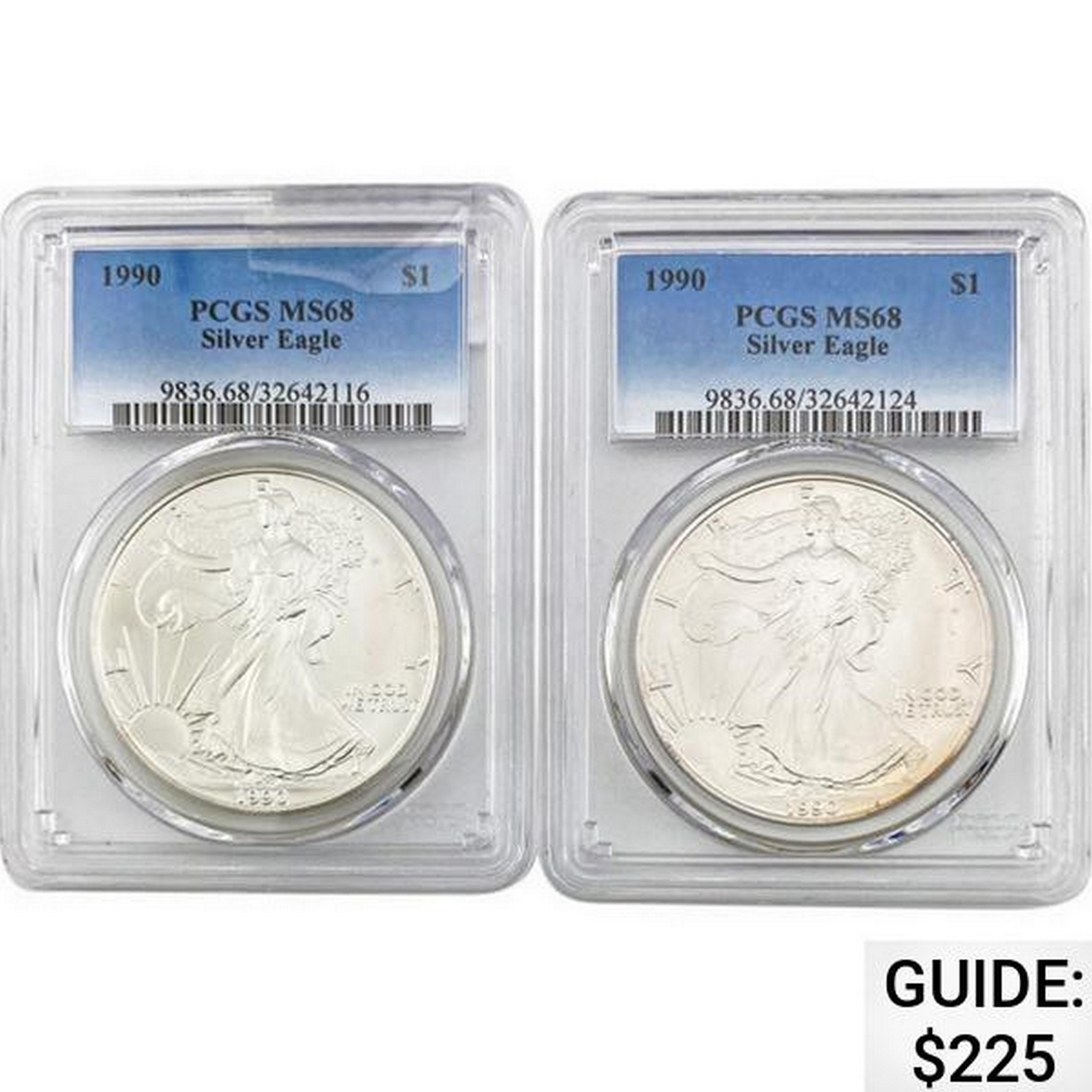 [2] 1990 $1 Silver Eagle PCGS MS68