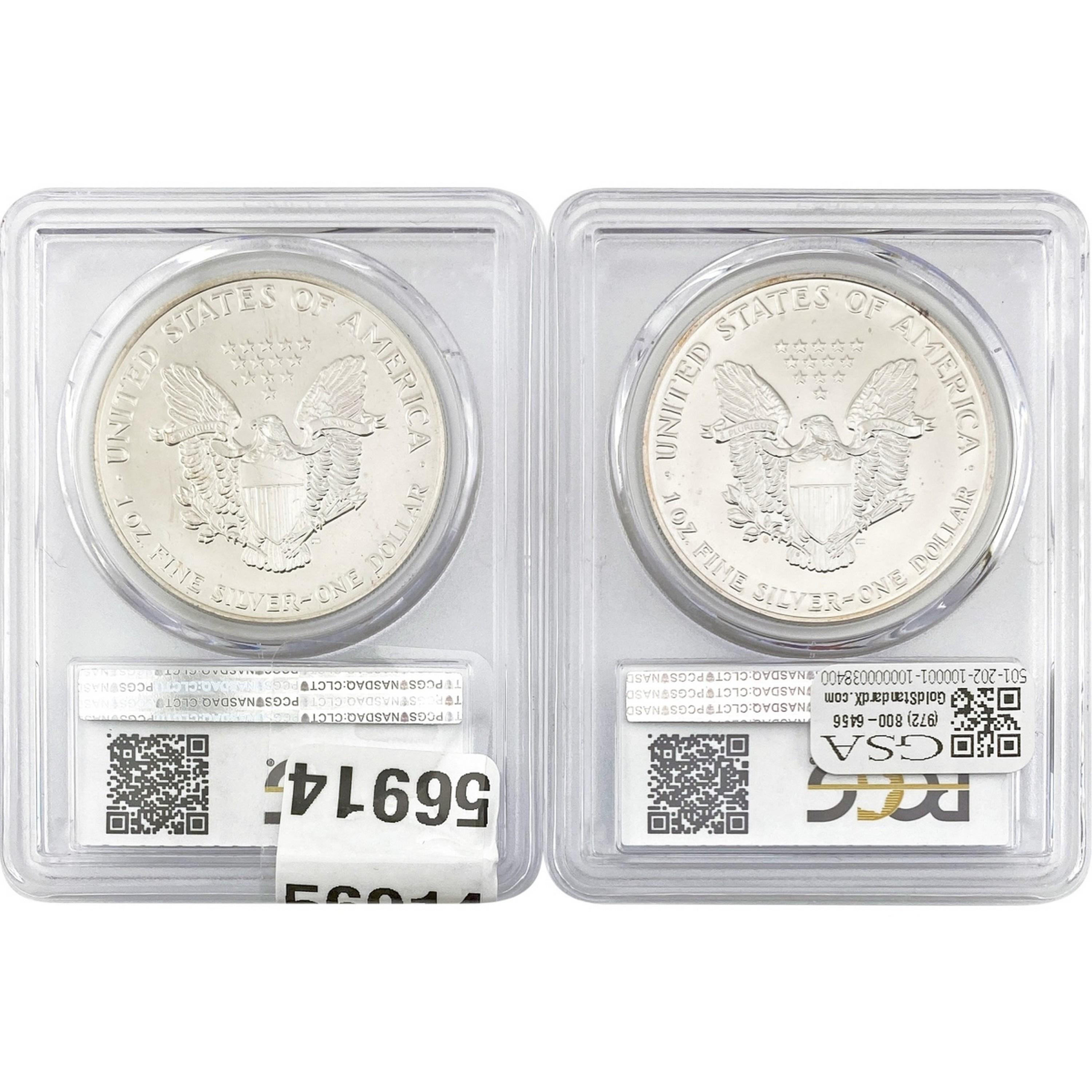 [2] 1990 $1 Silver Eagle PCGS MS68