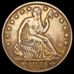 1854-O Arrows Seated Liberty Quarter ABOUT UNCIRCU