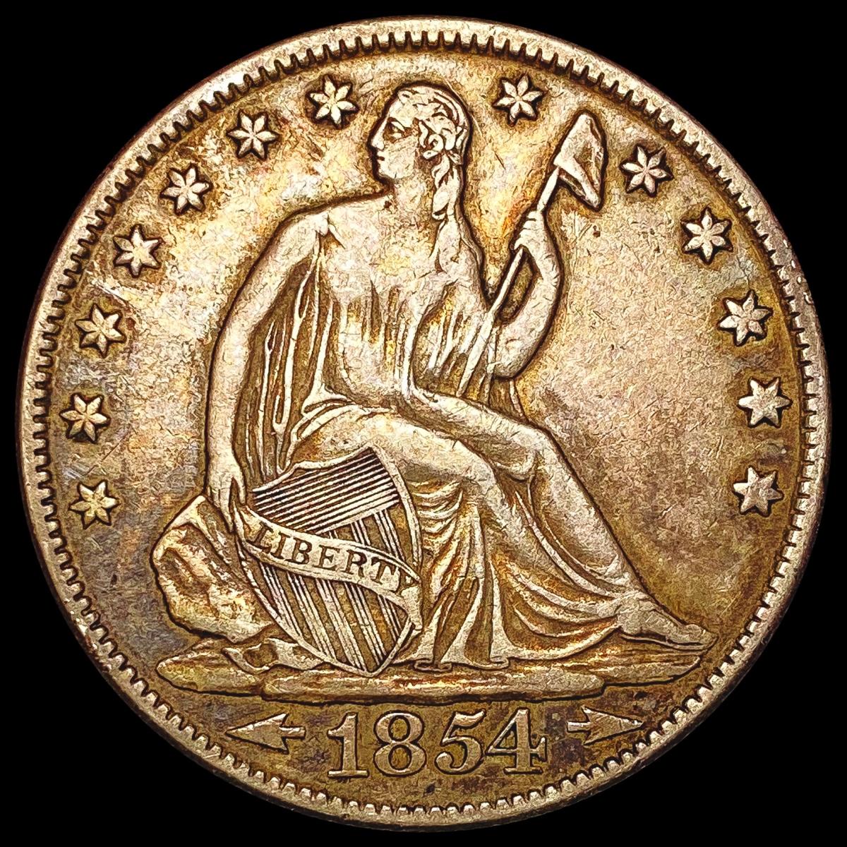 1854-O Arrows Seated Liberty Quarter ABOUT UNCIRCU