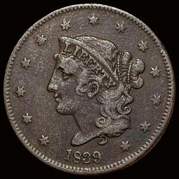 LIGHTLY CIRCULATED 1839 Large Cent Coronet Head