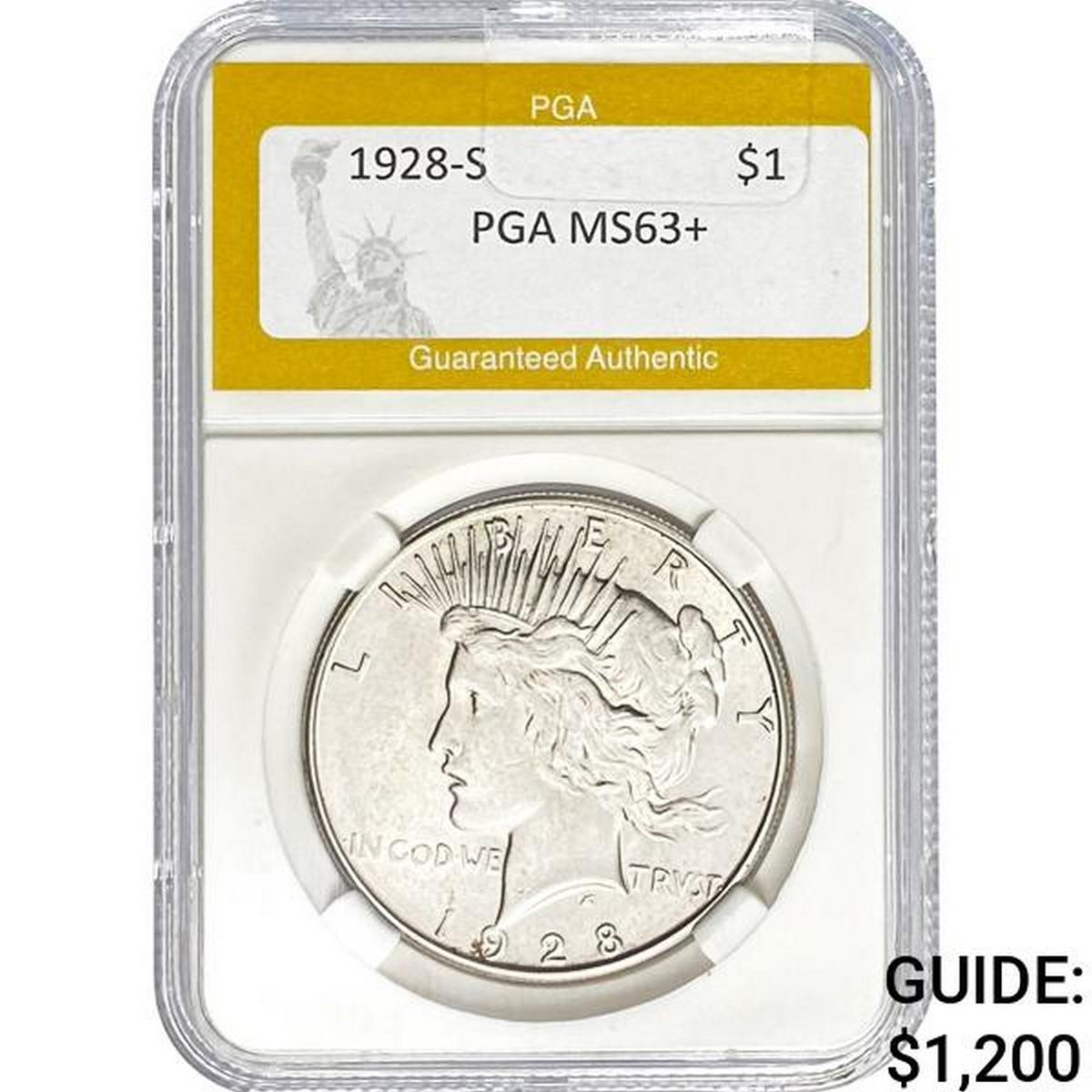 1928-S Peace Dollar PGA MS63+