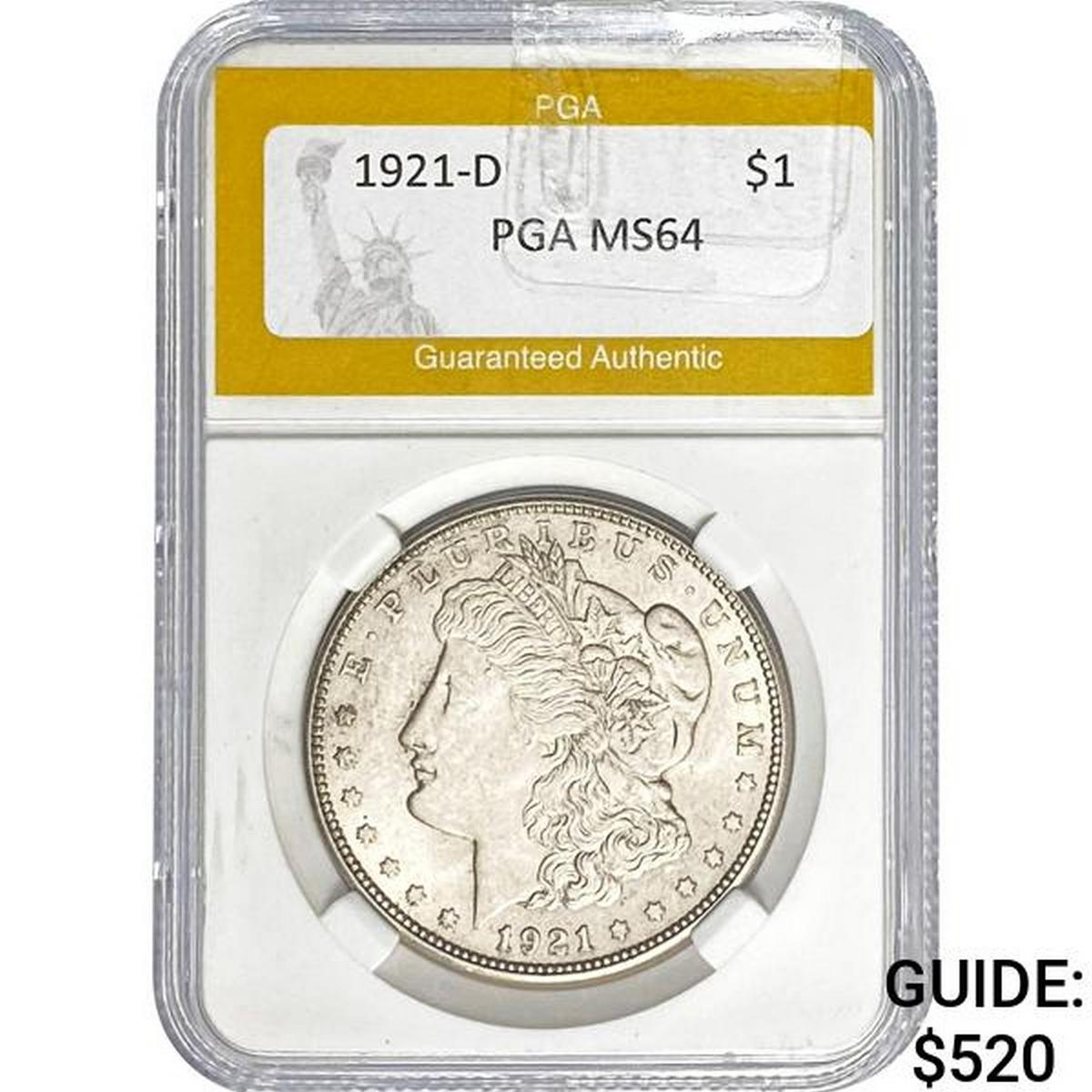 1921-D Morgan Silver Dollar PGA MS64