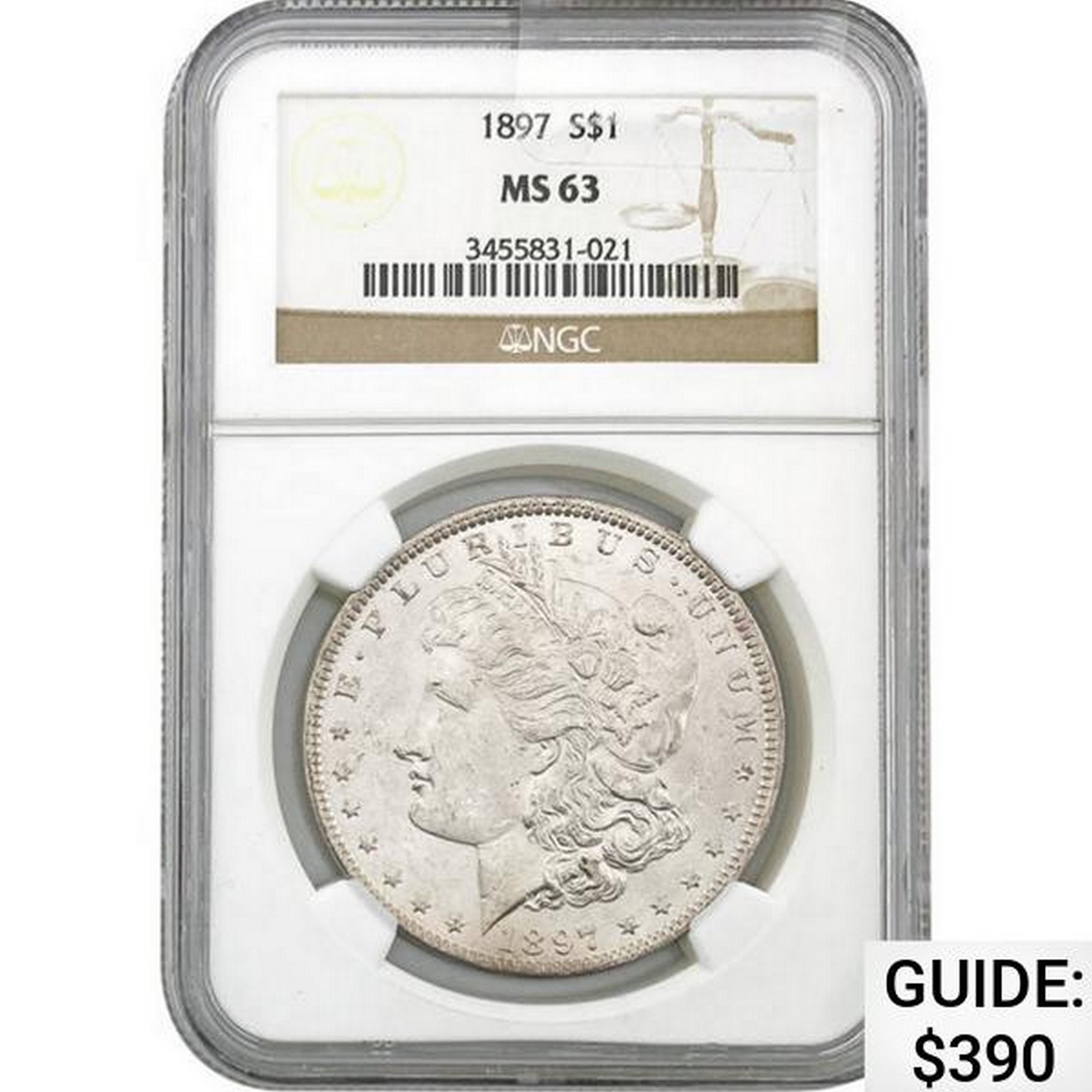 1897 Morgan Silver Dollar NGC MS63