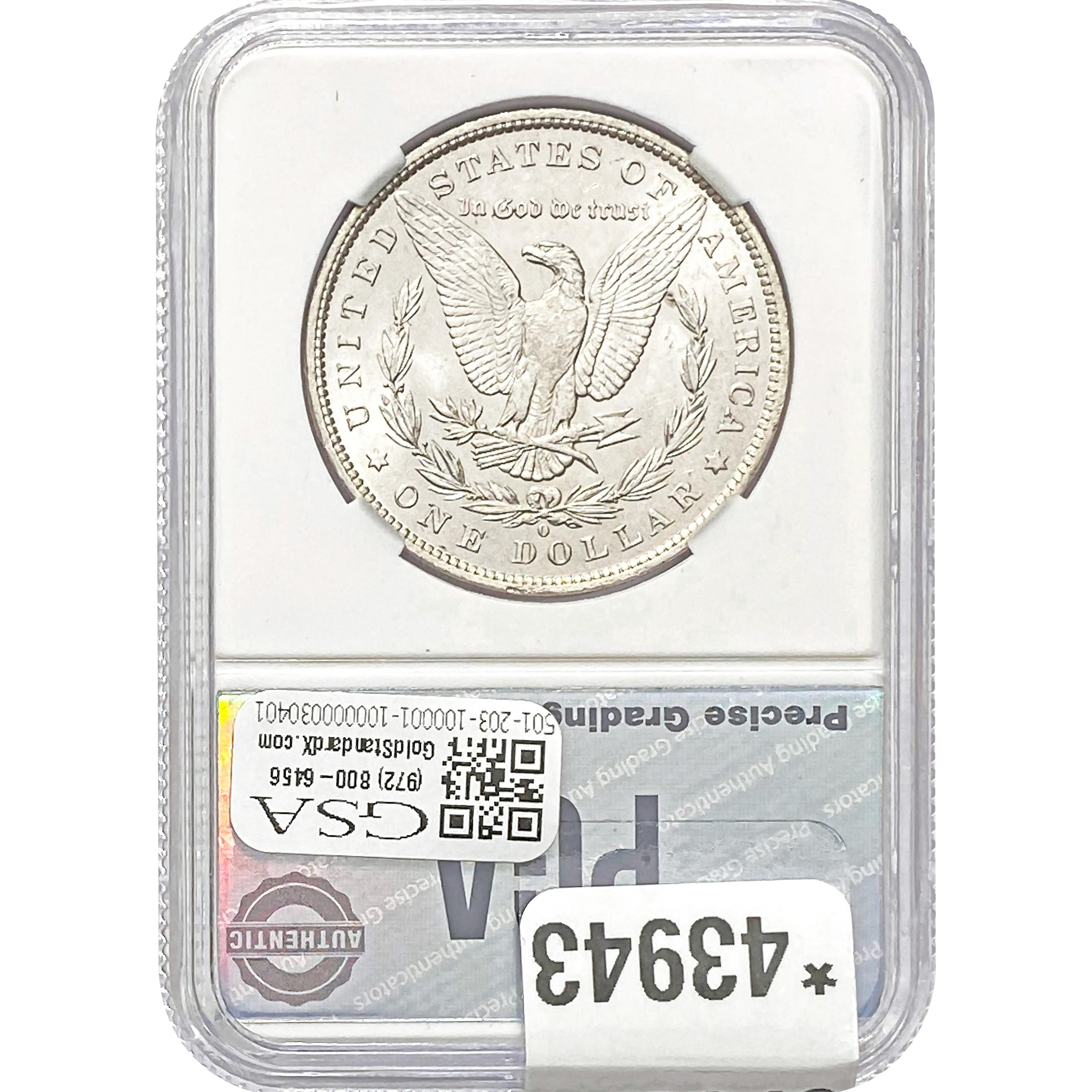 1884-O/O Morgan Silver Dollar PGA MS65