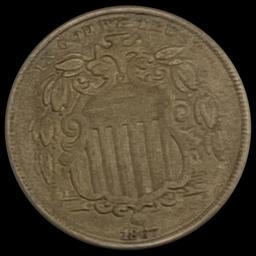 1867 Shield Nickel CLOSELY UNCIRCULATED CLOSELY U