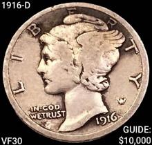 1916-D Mercury Dime LIGHTLY CIRCULATED