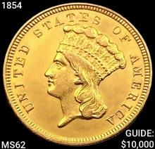 1854 $3 Gold Piece UNCIRCULATED