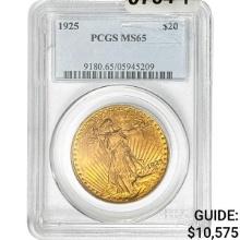 1925 $20 Gold Double Eagle PCGS MS65