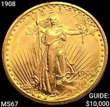 1908 $20 Gold Double Eagle SUPERB GEM BU