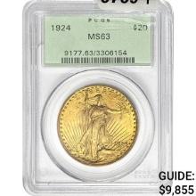 1924 $20 Gold Double Eagle PCGS MS63