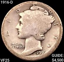 1916-D Mercury Dime LIGHTLY CIRCULATED