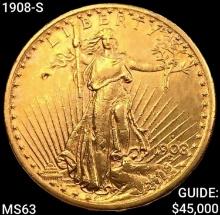 1908-S $20 Gold Double Eagle CHOICE BU