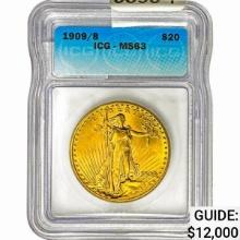 1909/ 8 $20 Gold Double Eagle ICG MS63