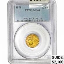 1928 $2.50 Gold Quarter Eagle PCGS MS64