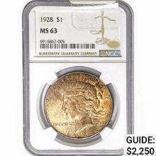 1928 Silver Peace Dollar NGC MS63