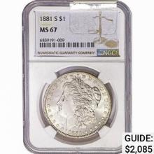 1881-S Morgan Silver Dollar NGC MS67