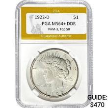 1922-D Peace Dollar PGA MS64+ DDR
