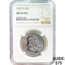 1957-D Franklin Half Dollar NGC MS64 FBL