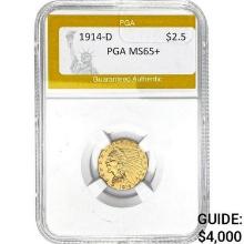 1914-D Indian Head $2.5 PGA MS65+