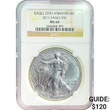 2011 American Silver Eagle NGC MS69