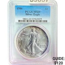 1986 $1 Silver Eagle PCGS MS69