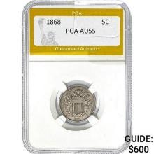 1868 Shield Nickel PGA AU55