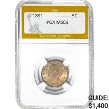 1891 Liberty Head Nickel PGA MS66