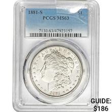 1881-S Morgan Silver Dollar PCGS MS63
