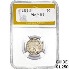 1936-S Buffalo Nickel PGA MS65