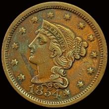 1854 Braided Hair Large Cent CLOSELY UNCIRCULATED
