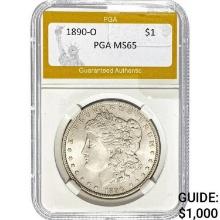 1890-O Morgan Silver Dollar PGA MS65