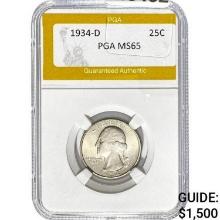 1934-D Washington Quarter PGA MS65
