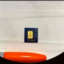 PAMP Suisse 1g Gold Bar .9999 Fine in Assay Card UNCIRCULATED