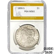 1890-S Morgan Silver Dollar PGA MS61