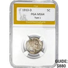1913-D Buffalo Nickel PGA MS64